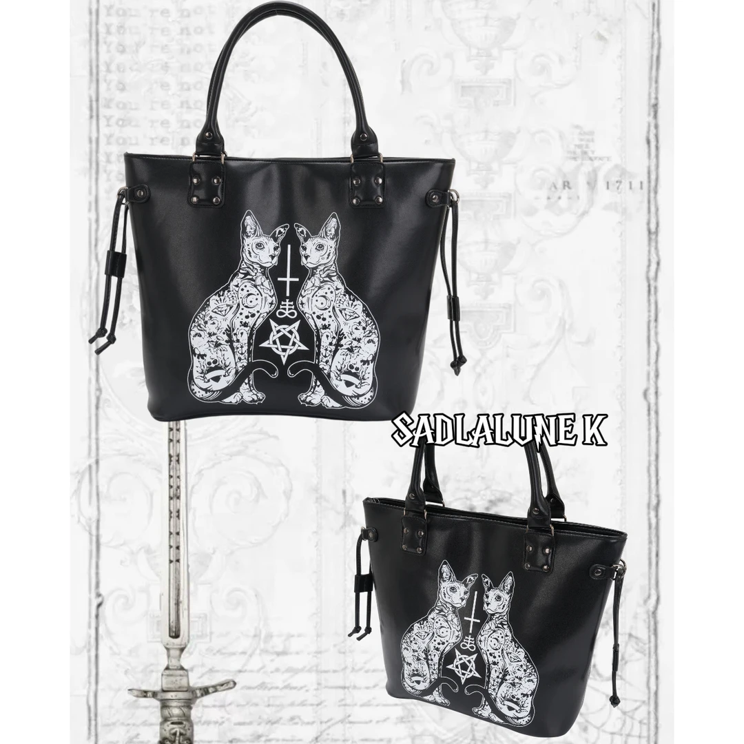 SADLALUNEK【小众设计款】暗黑系单肩大容量手提包托特包9006
