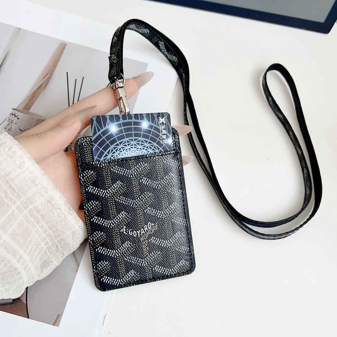 新款高端老花狗牙可挂脖工作牌卡套轻奢竖款复古卡夹时尚潮流卡包