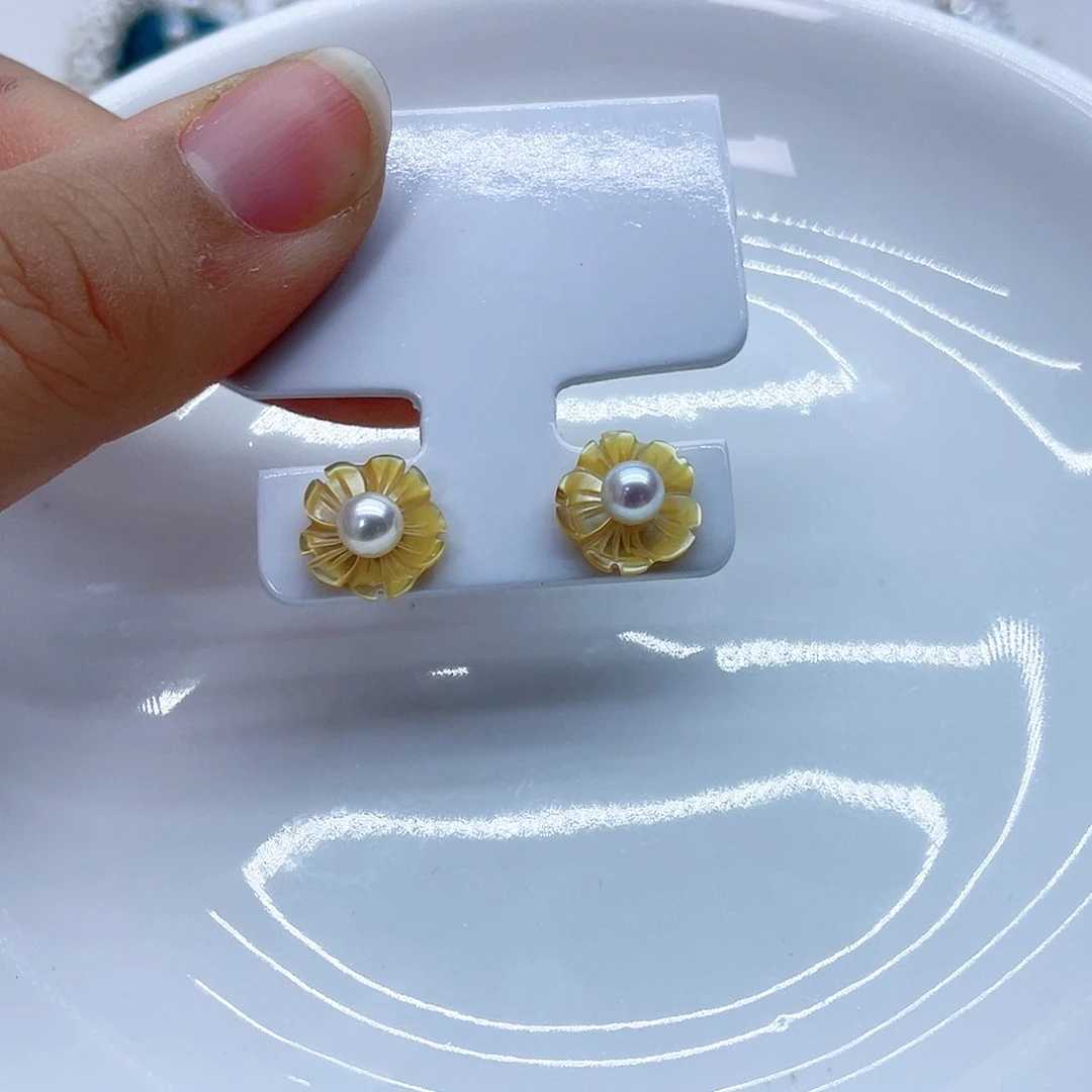 银S925镶嵌耳饰淡水珍珠