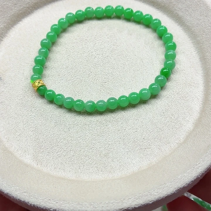 翡翠18K金镶嵌手链天然缅甸翡翠A货卡5