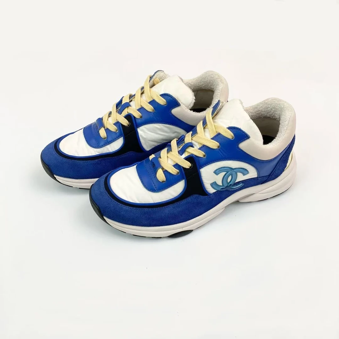 95新 Chanel/香奈儿 bb2280 双c白蓝运动鞋 37码