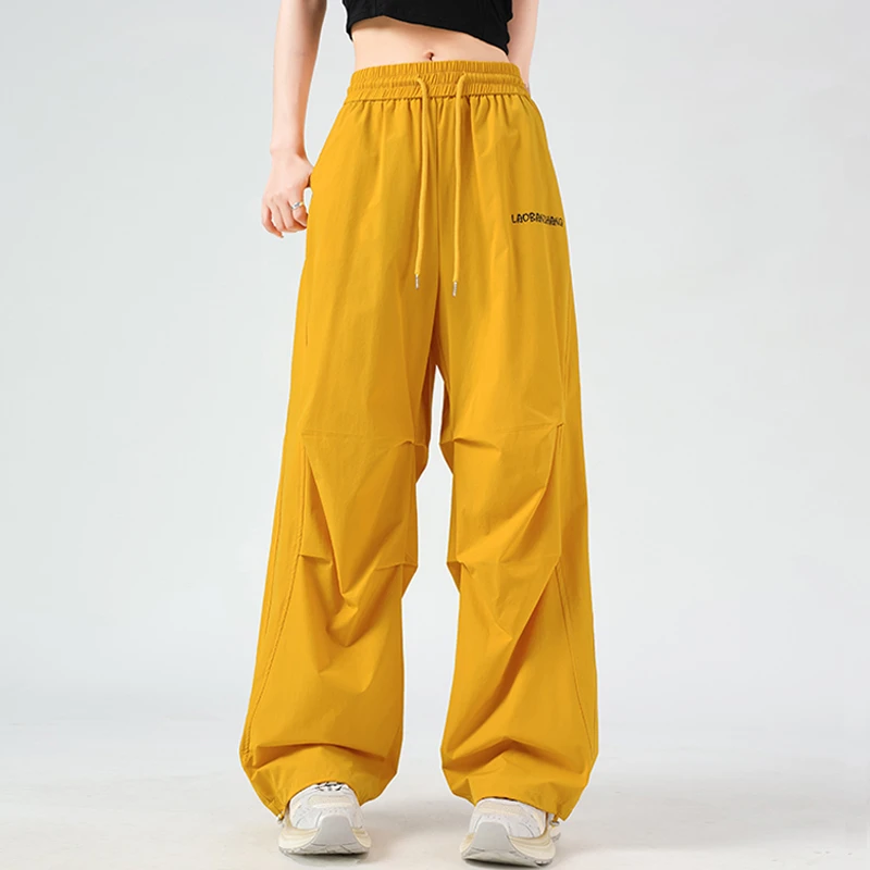 工装裤女2025新款爆款秋季伞兵裤速干多巴胺宽松休闲阔腿运动裤