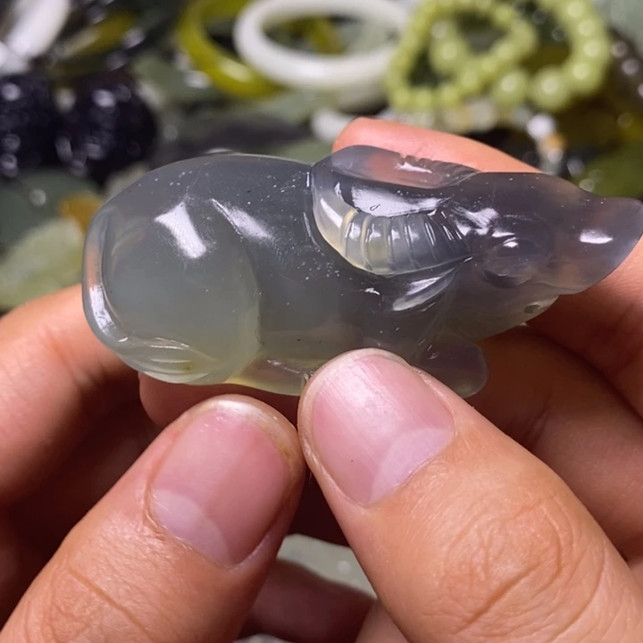 岫玉天然岫玉手把件未镶嵌小*心