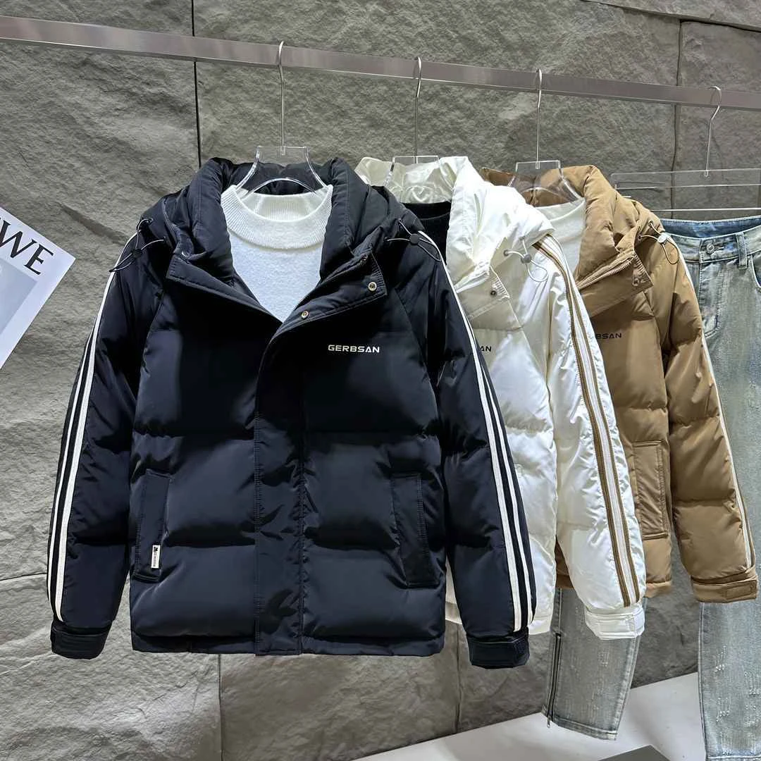 新款百搭休闲羽绒服男士简约连帽冬季新款加厚保暖潮牌羽绒外套男