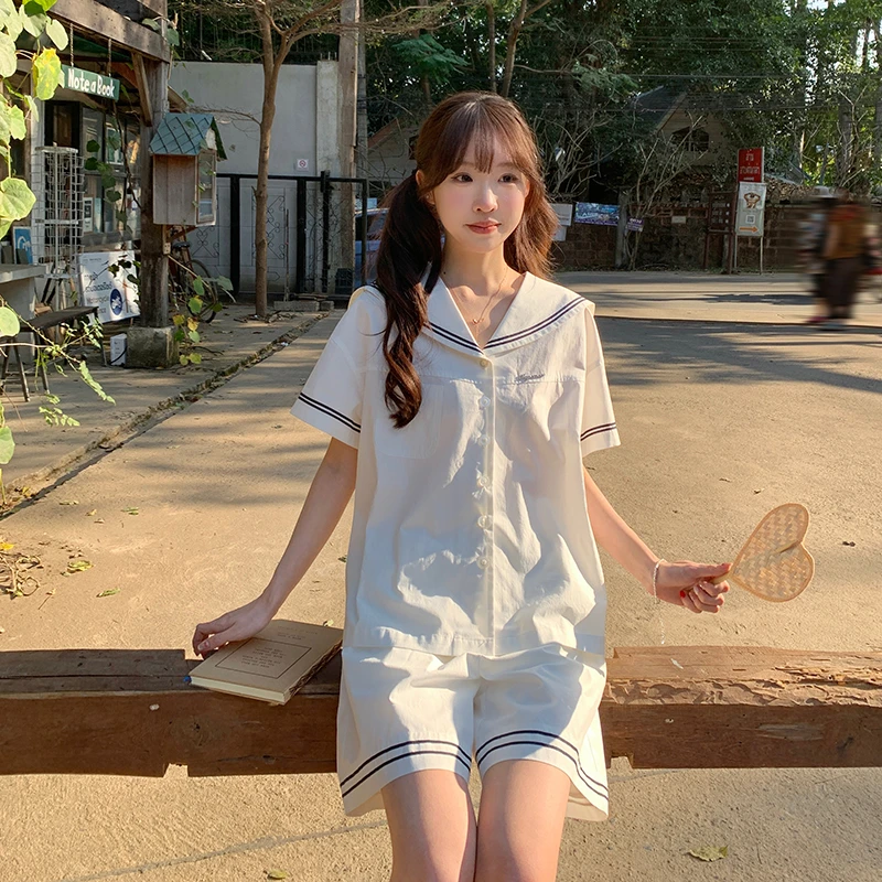东京岁时记jk北岛少女制服水手服套装休闲宽松学院风白衬衫短裤夏