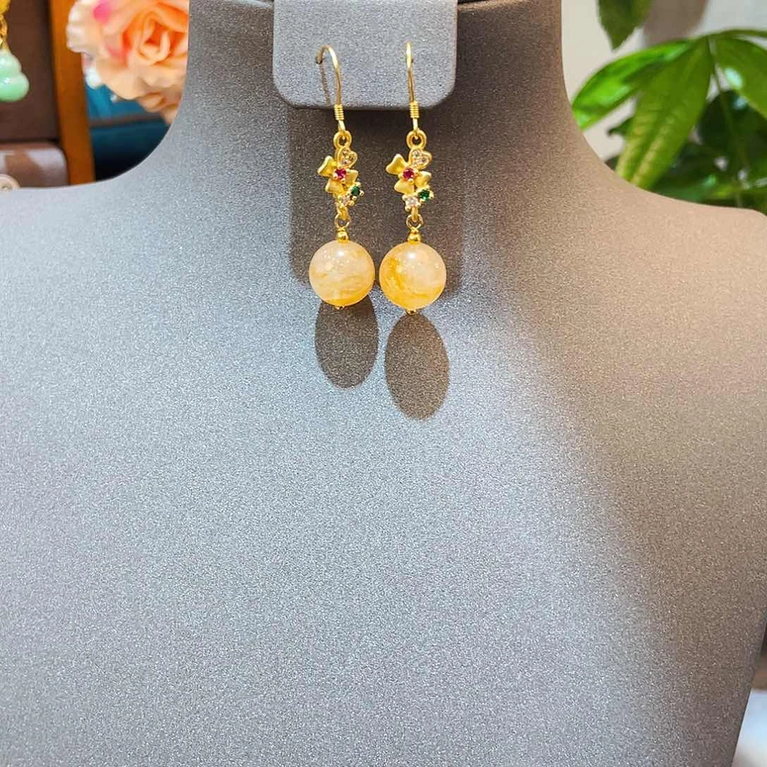 水晶耳饰银S925镶嵌耳饰