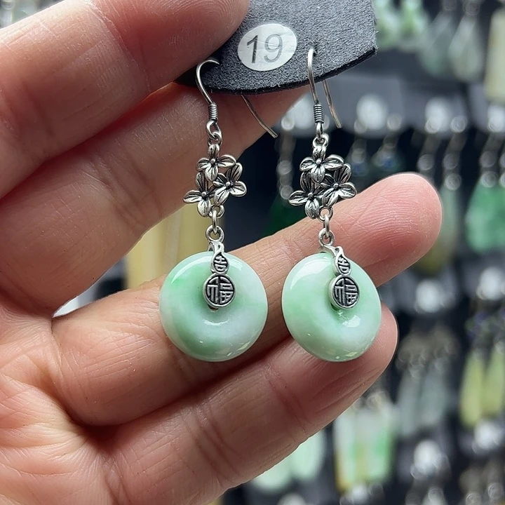 翡翠耳饰银S925镶嵌1111111111