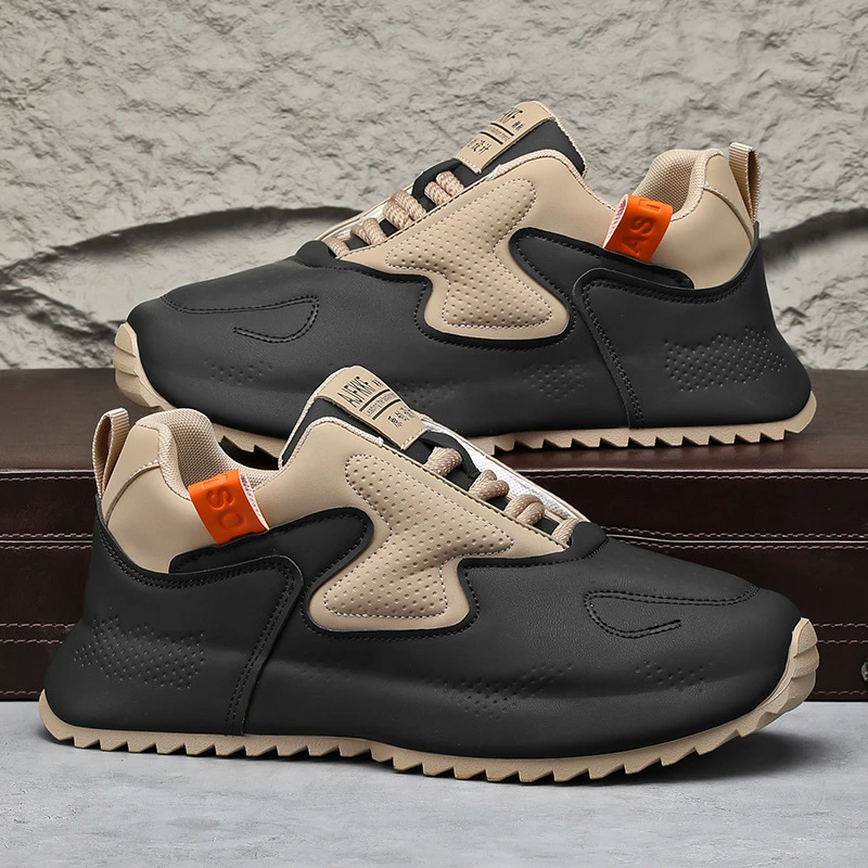 法莎尼亚运动老爹鞋男鞋皮面百搭韩版时尚潮流跑步运动鞋码休闲鞋