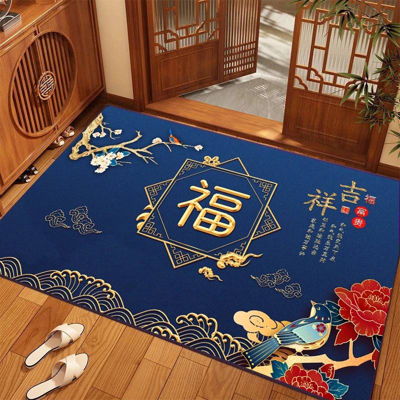 【新中式】家用蓝色耐脏入户门垫可擦可裁剪吸水防滑硅藻泥
