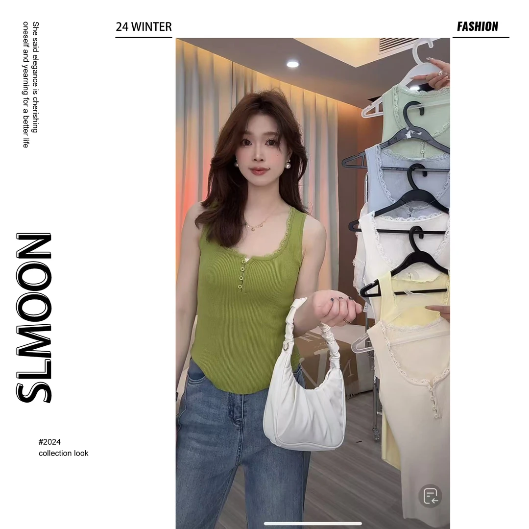 【大潘优品】【人手一件】蕾丝边背心预CDP5BX2460A