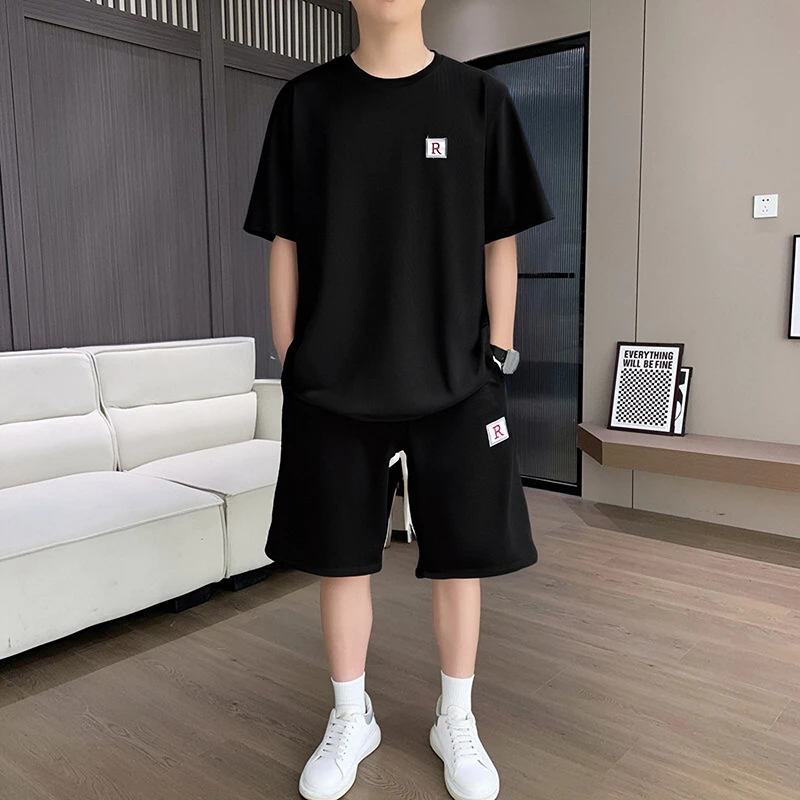 2025夏季薄款宽松半袖t恤潮牌男装男士时尚潮流短袖短裤休闲套装