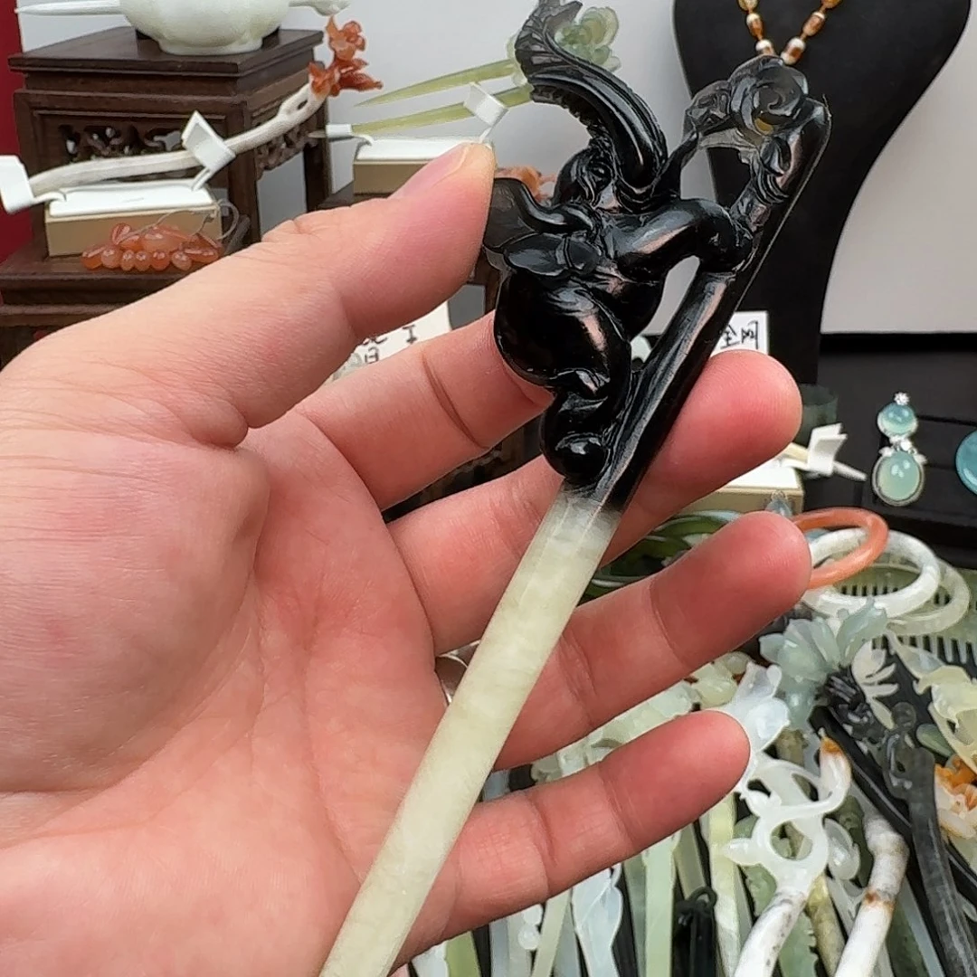 蛇纹石玉未镶嵌发饰
