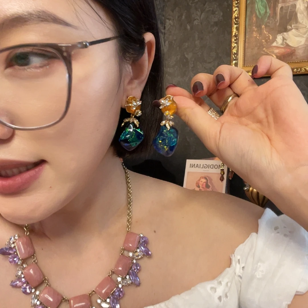 黄铜925银琉璃耳钉