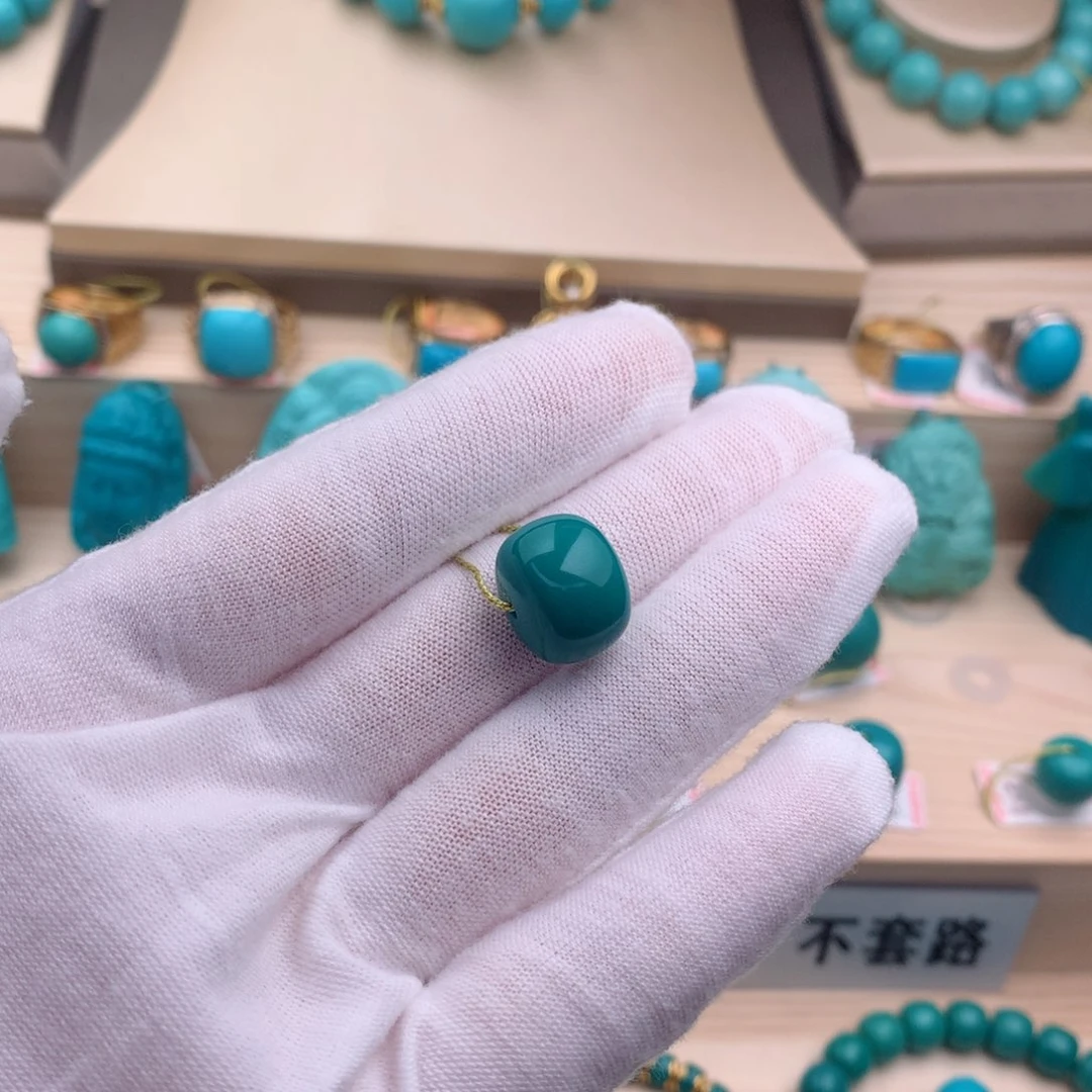 绿松石珠宝奇石未镶嵌14.3mm