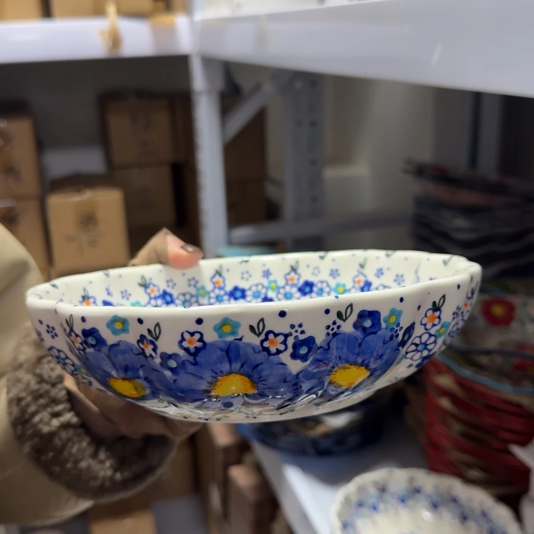 瓷8英寸勿忘我深盘一只