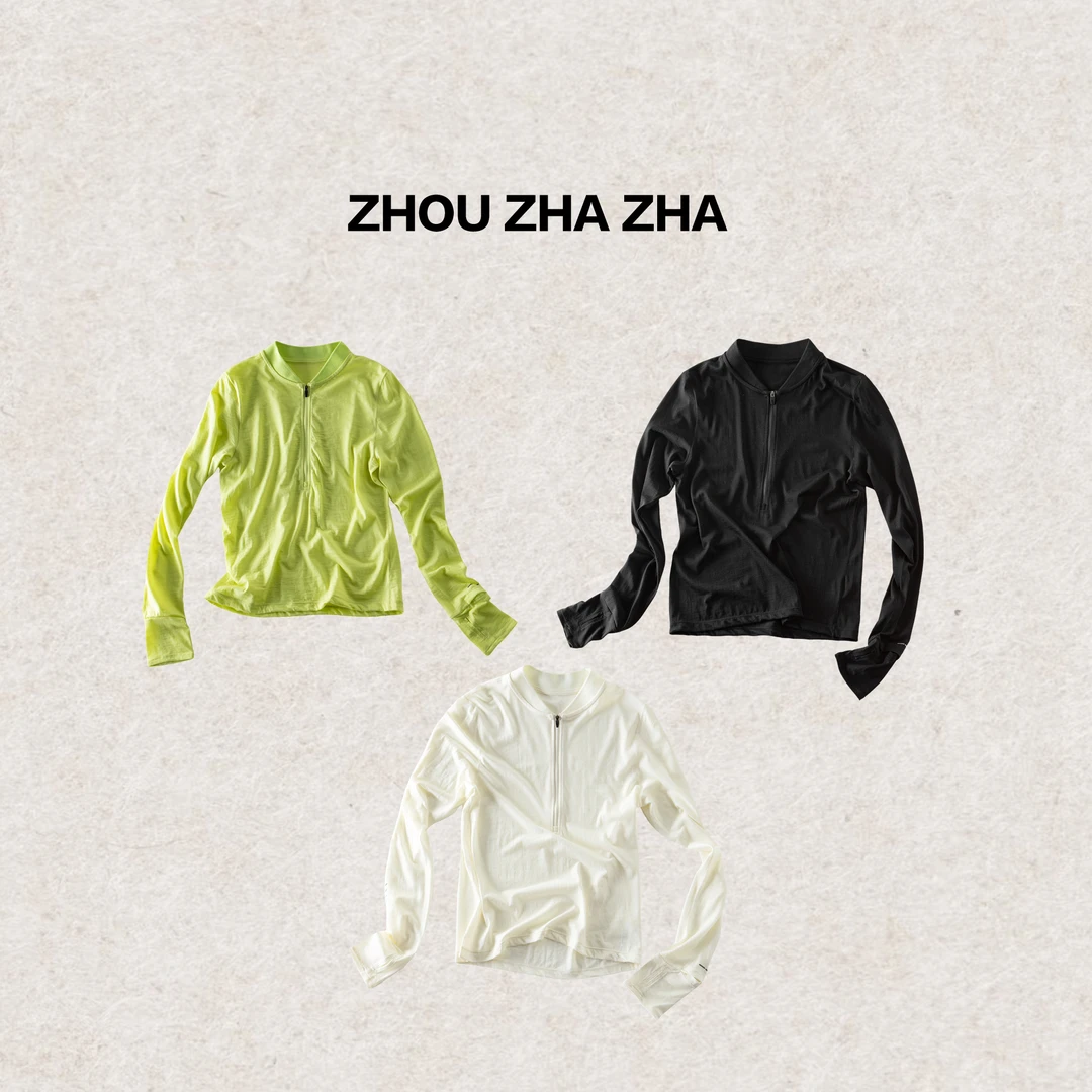 【周炸炸】半拉链t恤女时尚洋气百搭显瘦运动长袖上衣#250178