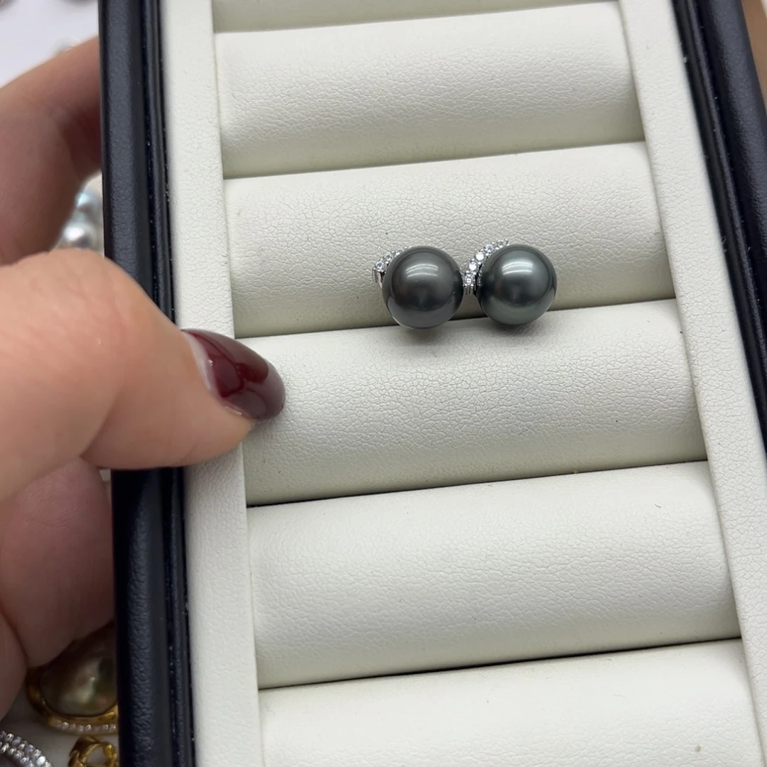 海水珍珠耳饰银S925镶嵌