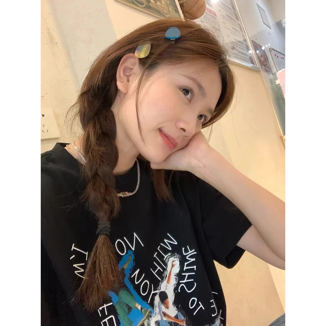 2025早春夏新爆款t恤女重磅纯棉美式宽松设计感小众显瘦