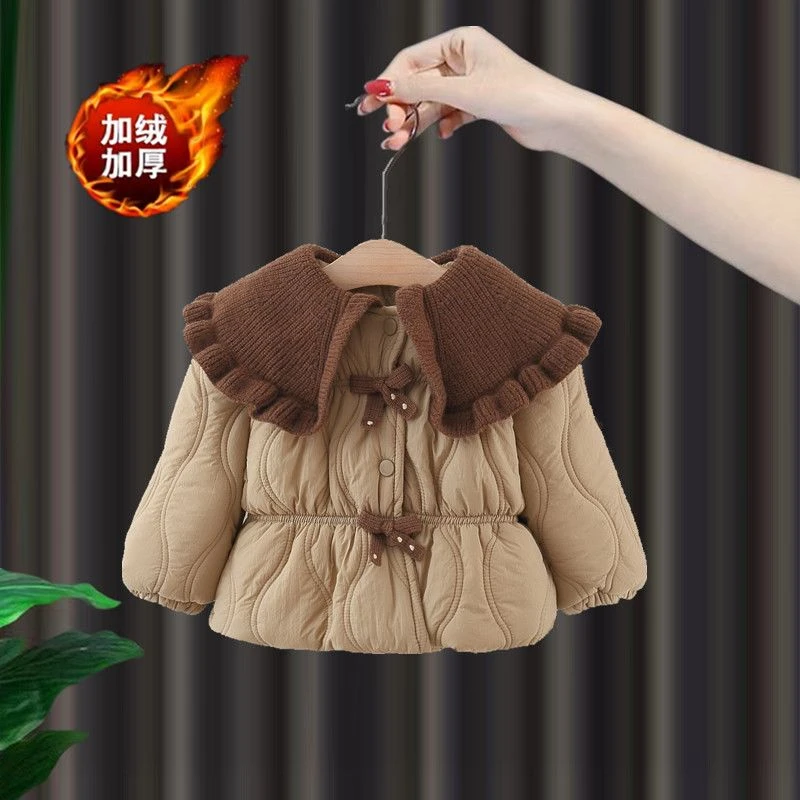 女童加绒棉衣厚外套秋冬季新款儿童冬装女宝宝保暖棉服小女孩棉袄
