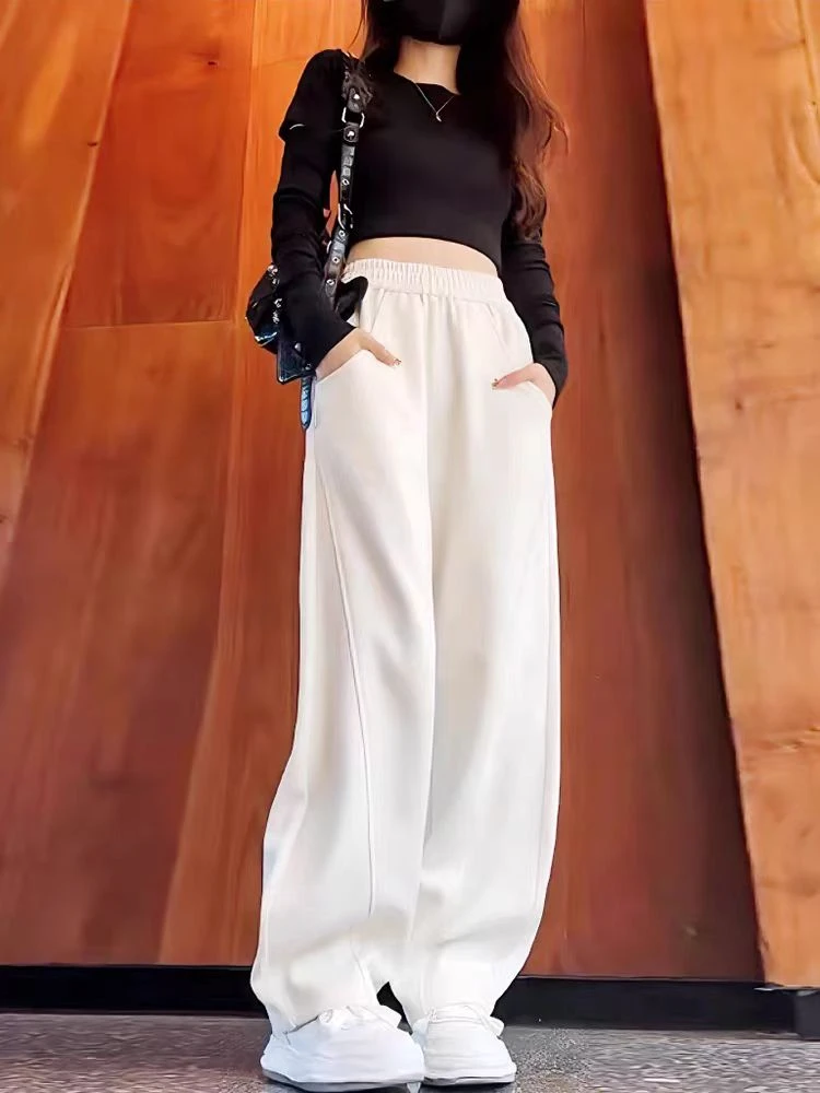 2024时尚百搭香蕉弯刀裤厚款不加绒高腰显瘦松紧腰休闲宽松版