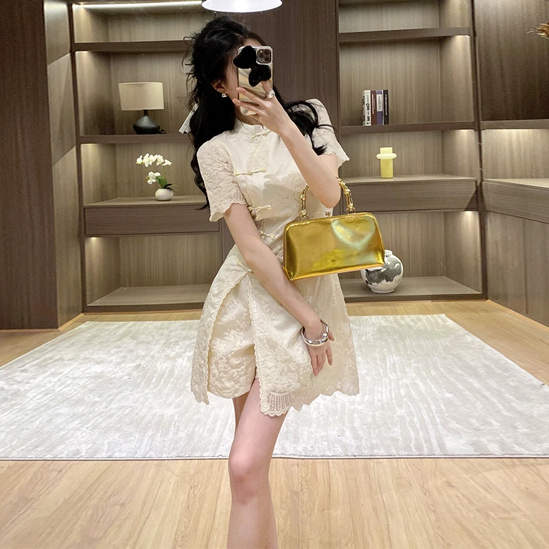 2025夏季新款国风套装女时尚洋气改良旗袍修身旗袍改良版连衣裙