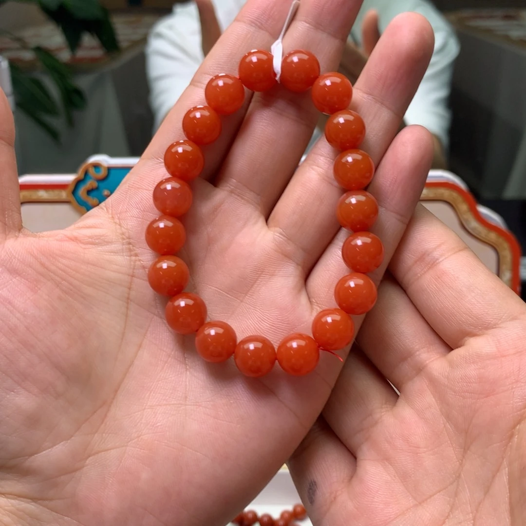 【闪购商品】手串未镶嵌南红玛瑙L冷水河圆珠单圈10mm