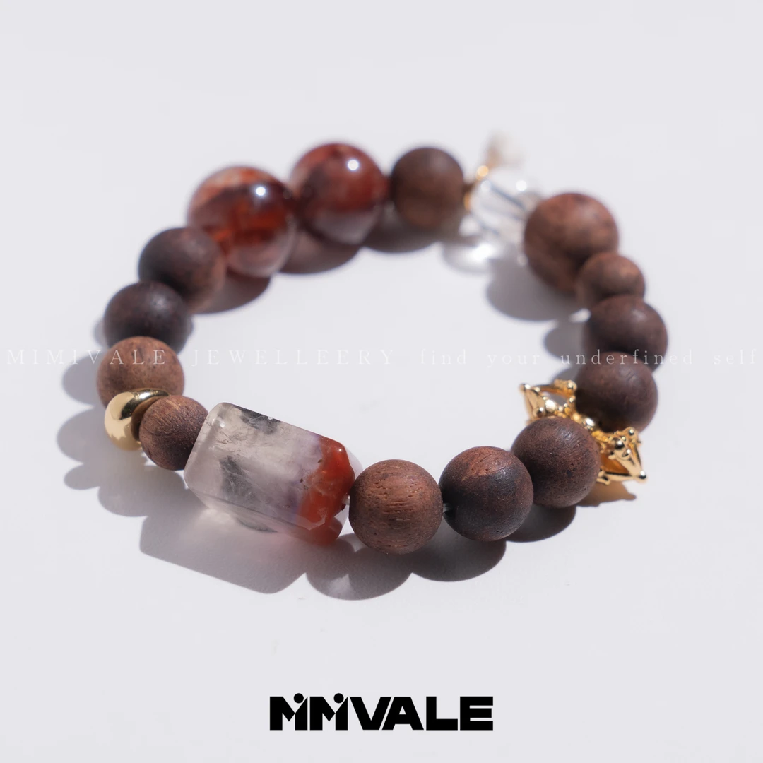 秘密山谷【荆棘玫瑰】原创极光23荆棘玫瑰红胶花降真香手串MMSG8286