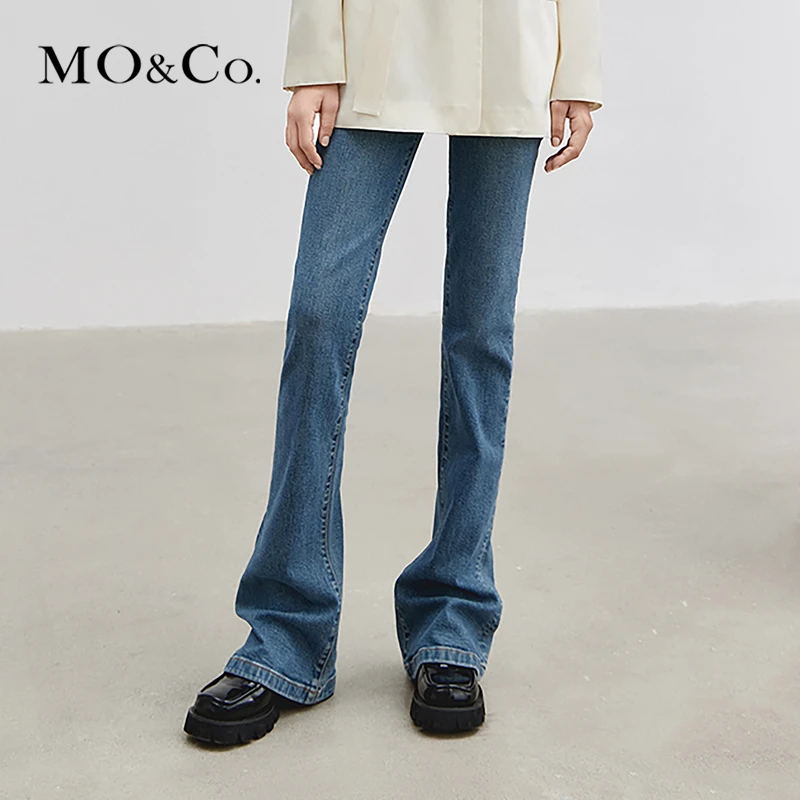 MOCO高腰微喇棉质牛仔裤长裤MBC3JENT23