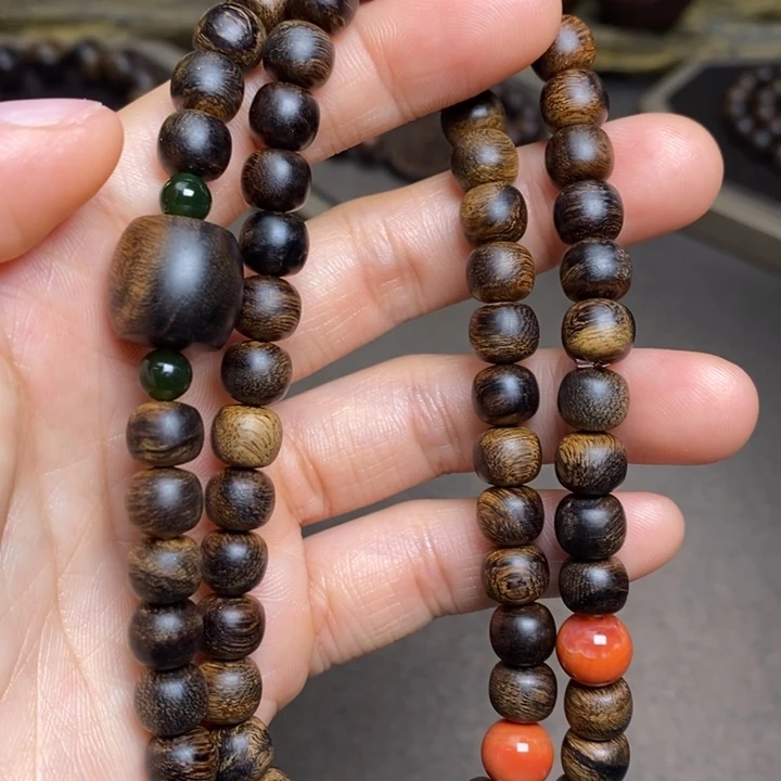 沉香手串越南芽庄紫棋瘤疤6×8设计