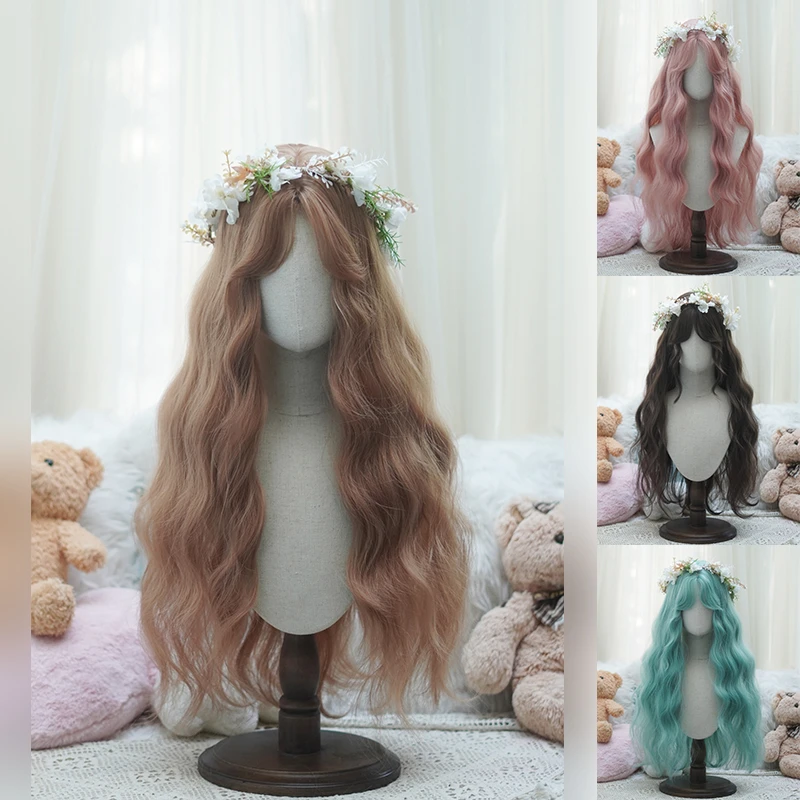 御茶水Lolita 70cm 「八字/几字刘海」水波纹长卷发 日常仿真