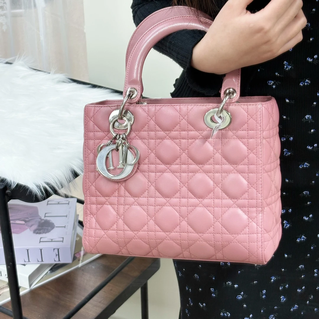 95新 DIOR/迪奥 粉色五格戴妃包时尚百搭