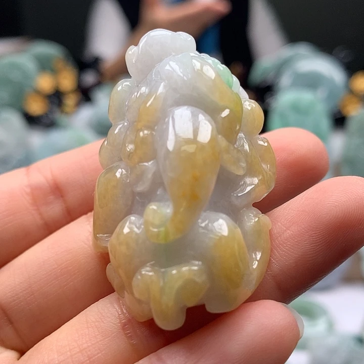 翡翠未镶嵌颈饰大貔貅卡厚装24