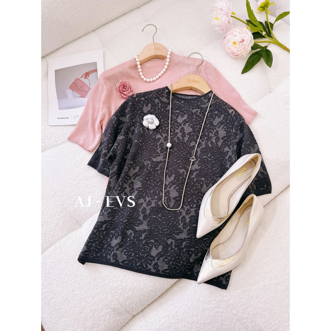 AJ-EVS【伦敦花园·优雅气质款蕾丝透气舒适亲肤感短袖上衣】