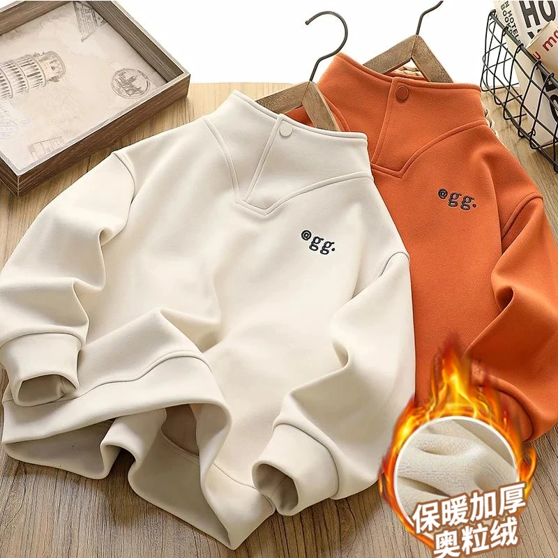 男童2025新款儿童衣服加厚加绒奥粒绒卫衣秋冬中大童秋冬保暖上衣