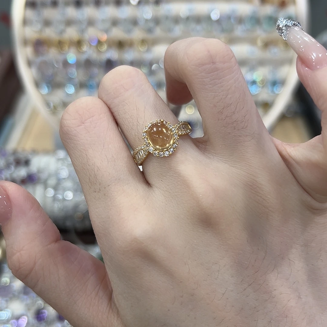 黄晶银S925镶嵌戒指