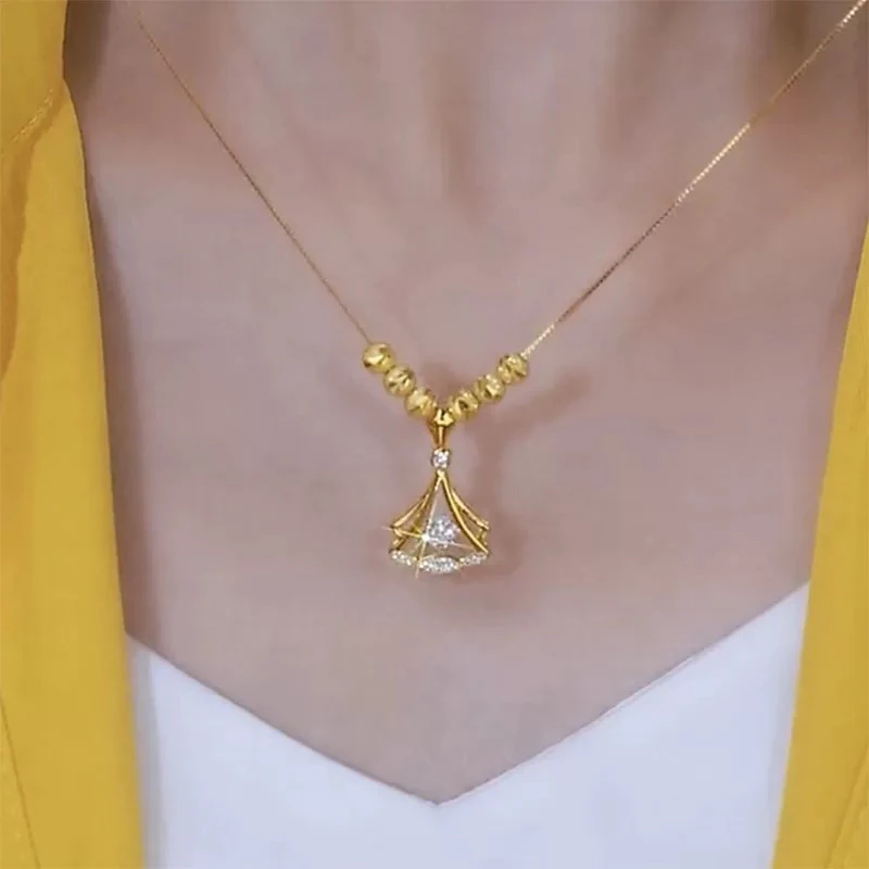 钛钢项链 灵动小裙子气质百搭小众锁骨项链链子金色饰品锁骨链237