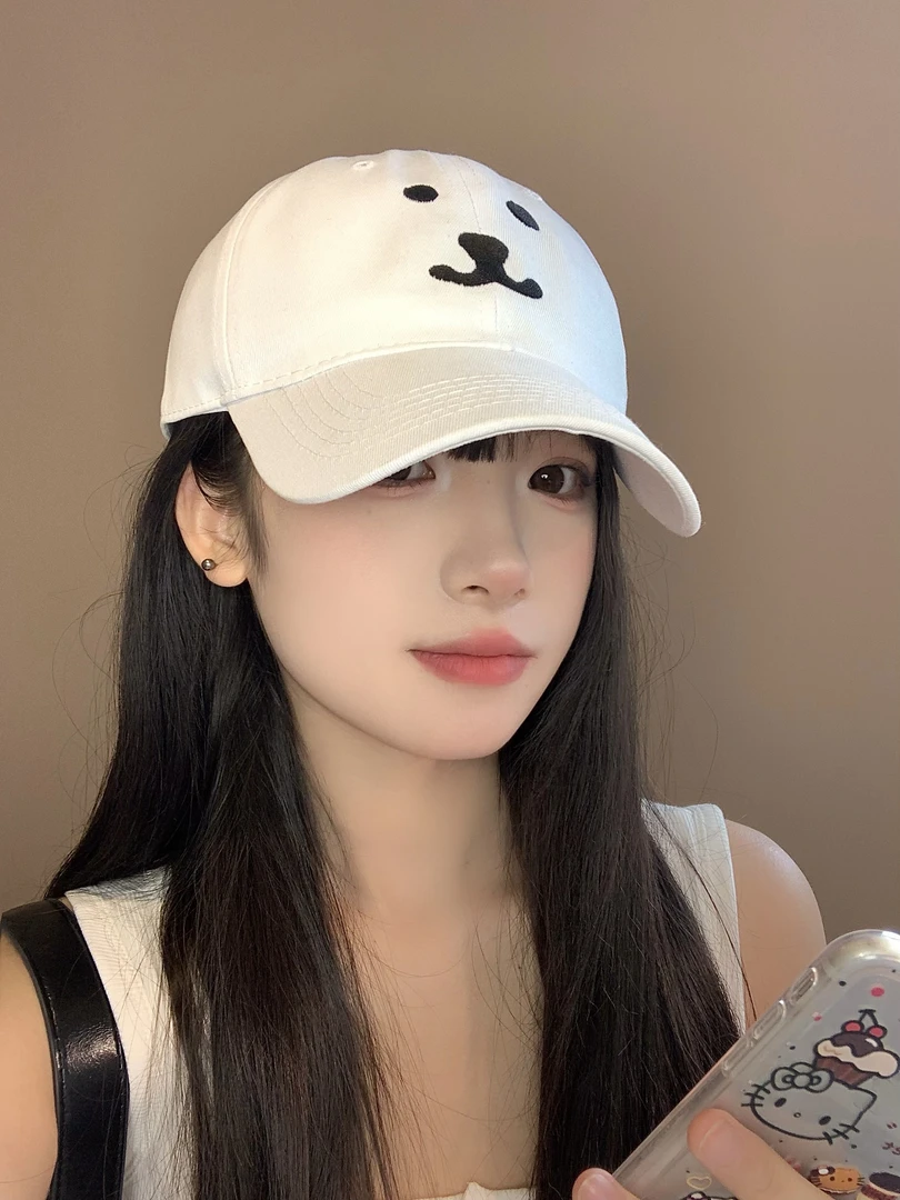 可爱小众设计自嘲熊弯檐鸭舌帽女生春夏甜酷卡通动漫小熊棒球帽子