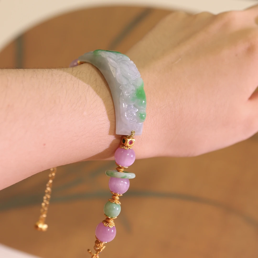 银镶翡翠荷花手链SY