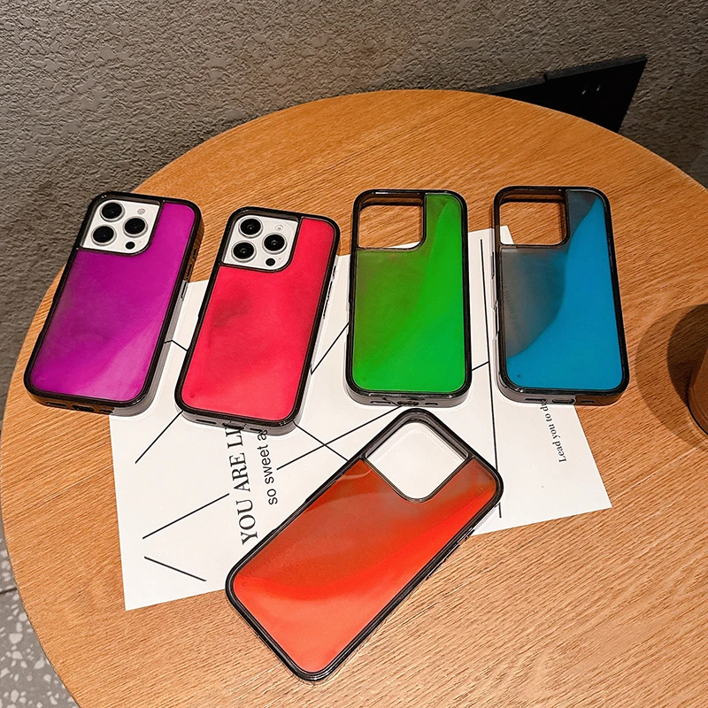 夜光流沙透黑适用苹果16promax手机壳iPhone15液体14情侣13硬壳12