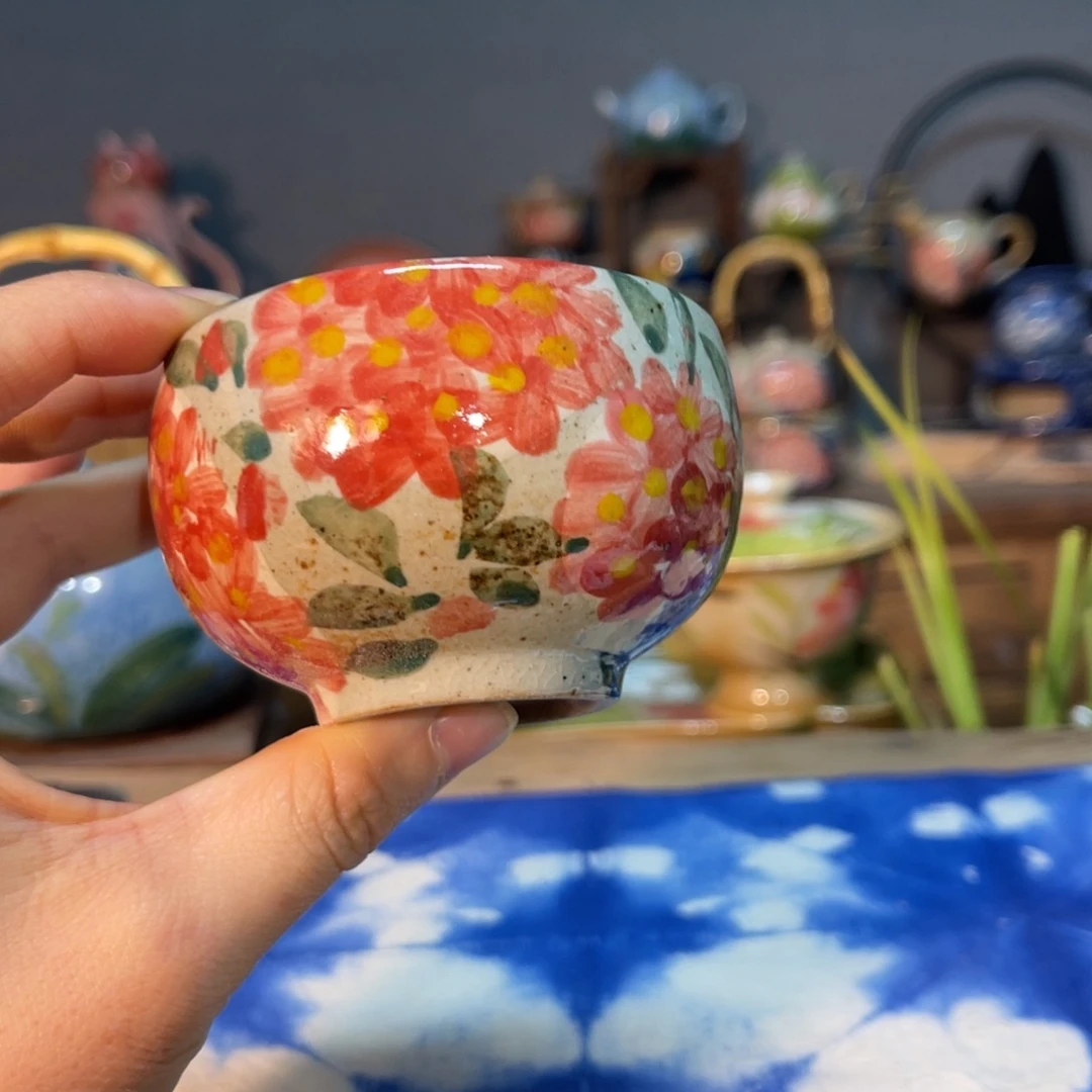 杯?***白素浅陶瓷手工手绘