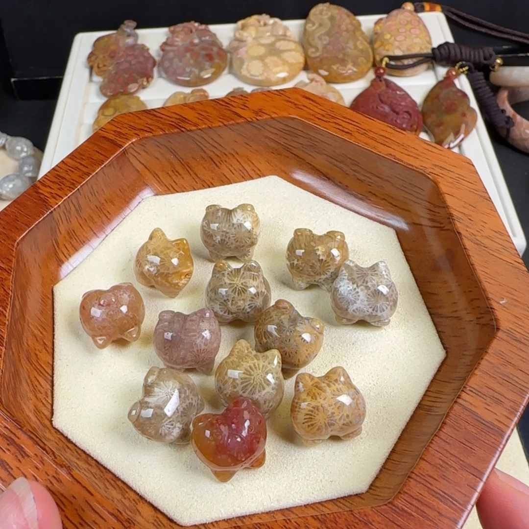 未镶嵌手链硅化玉放漏猫咪带水晶