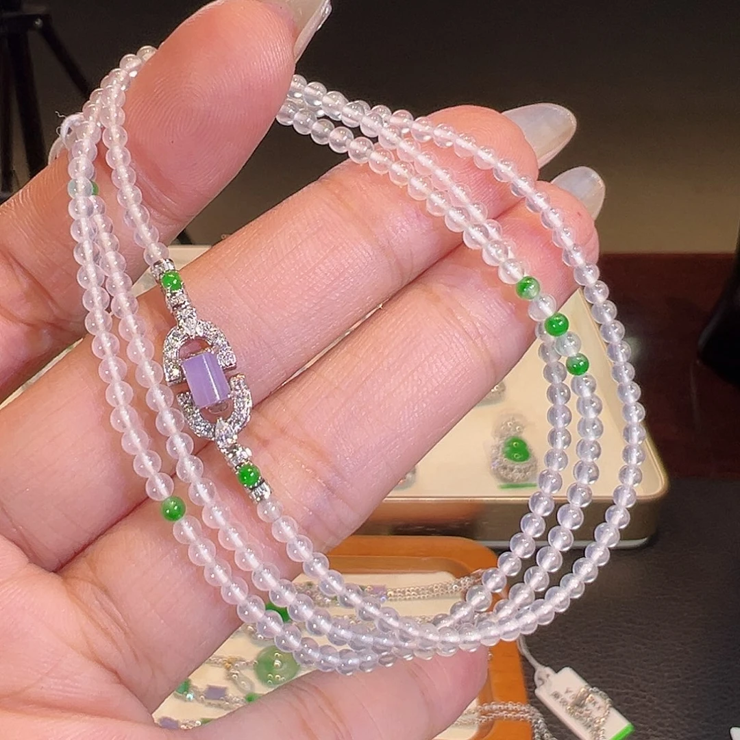 翡翠18K金镶嵌项链翡翠