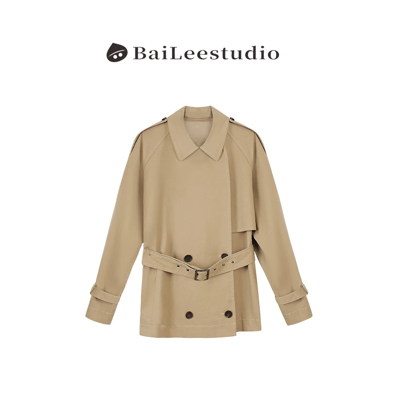 【柏栗良品】2025早春新品~法式BF风廓型挺括翻领气质风衣外套3850