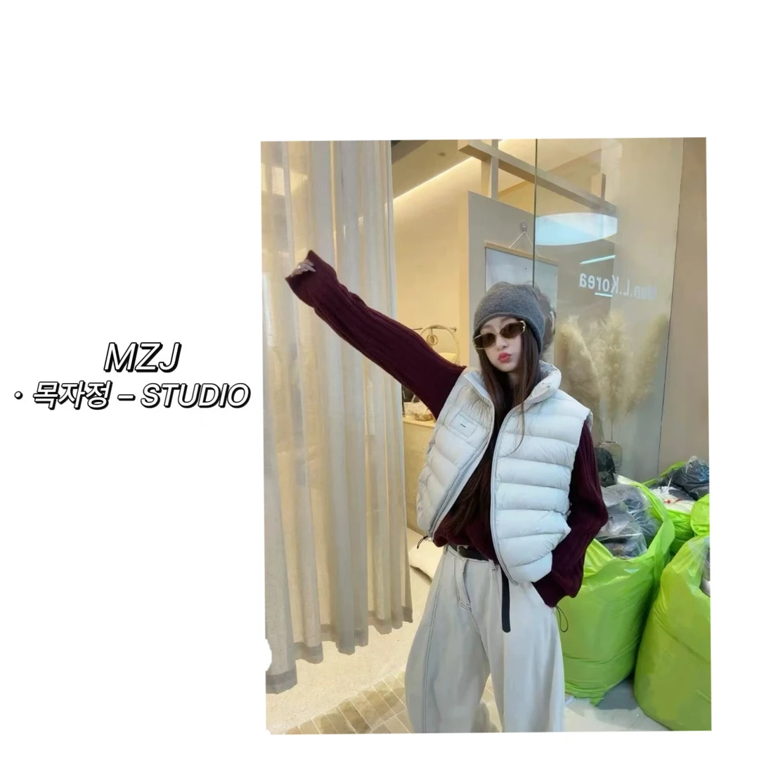 木子静-「泡芙零感」韩系百搭复古立领羽绒排骨马甲-2502