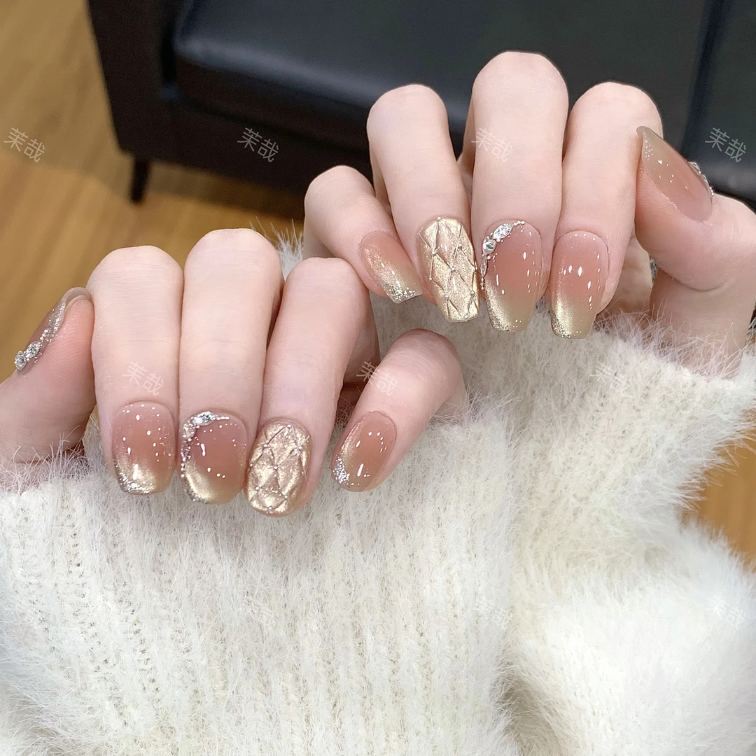 茉哉现货【糖霜】纯手工定制美甲拆卸穿戴甲A3894