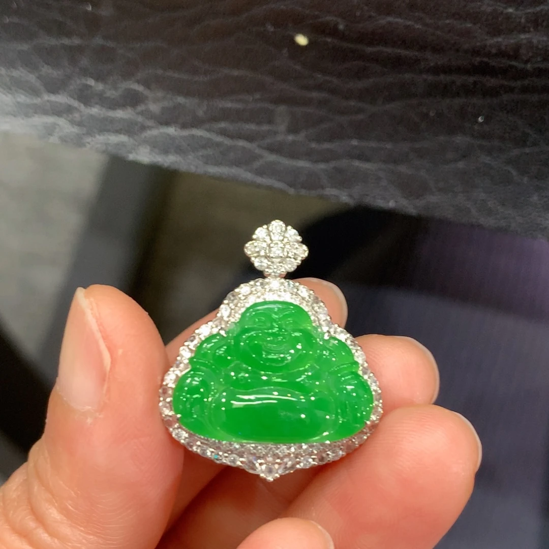 翡翠18K金镶嵌吊坠(不含链)