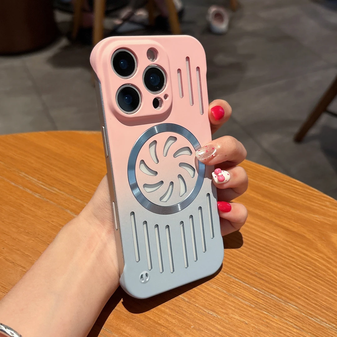 磁吸渐变无边框适用苹果16promax手机壳小众iPhone15个性14散热13