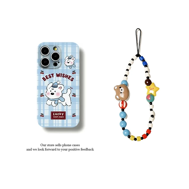 网红夏日格纹小狗手机壳苹果15菲林壳iPhone1614promax13苹果11