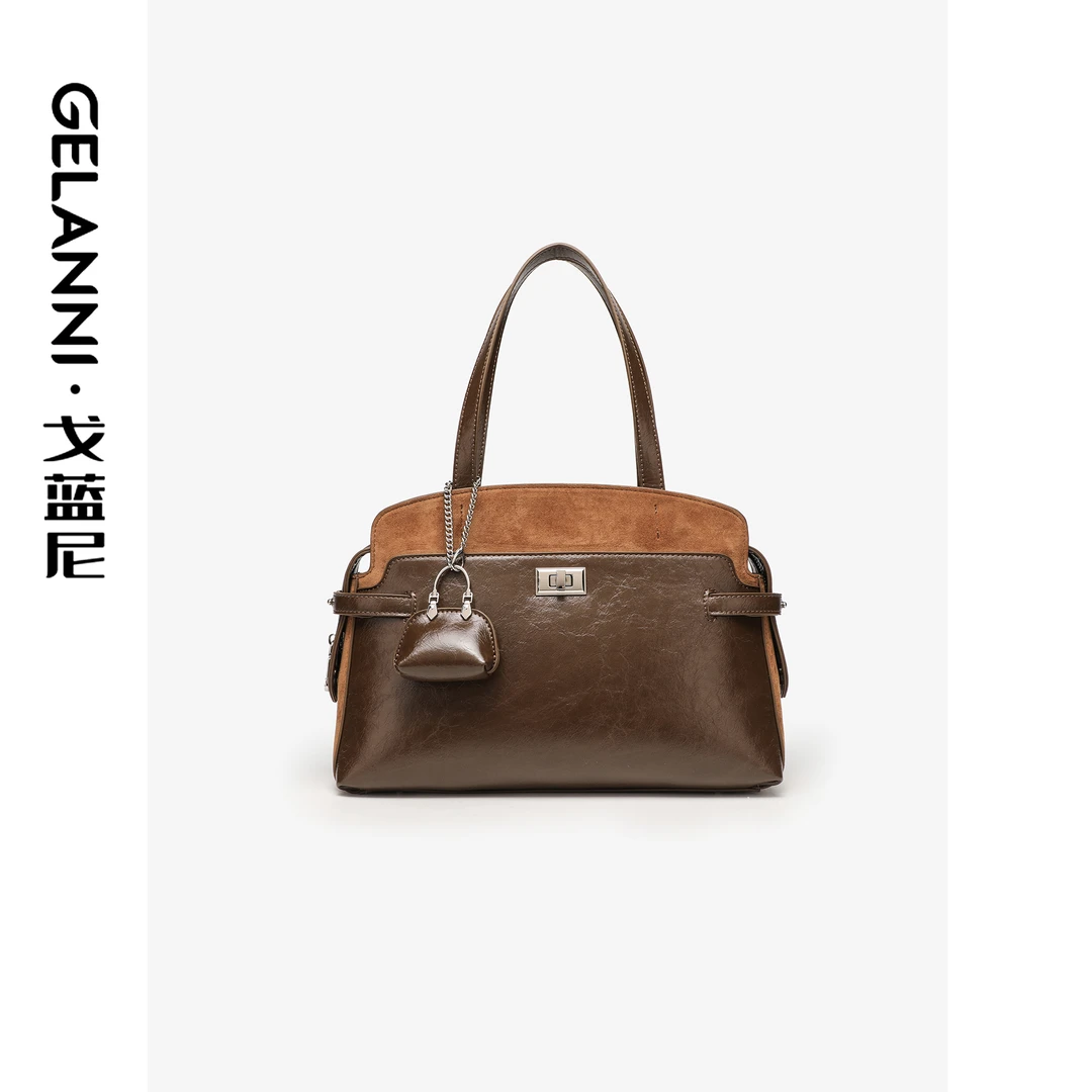 GELANNI限定油蜡拼接托特包GLN241206K棕色