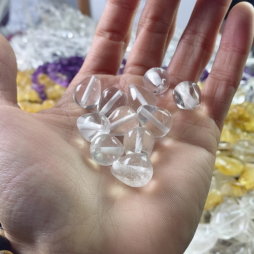 玛瑙/玉髓珠宝半成品未镶嵌随机八个天然白水晶水滴12×16